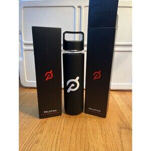 2 Peloton Glass Water Bottles~ Black‎ Silicon Wrap 16 Oz capacity